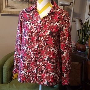 Allison Taylor Petie Silk Long Sleeve paisley sz S